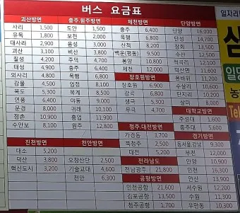 증평 시외버스터미널 시간표 예매 요금표_5