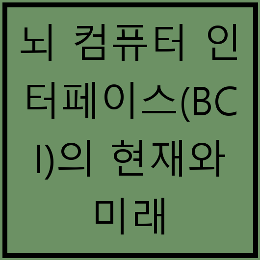 뇌 컴퓨터 인터페이스(BCI)의 현재와 미래