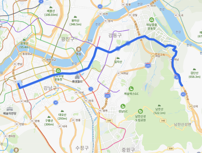  서울 341번버스 노선 시간표(첫차,막차) 정보 [하남시청,강동구청역, 잠실역, 삼성역, 강남역,신논현역]
