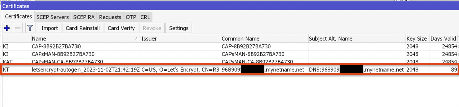 Mikrotik Certificates