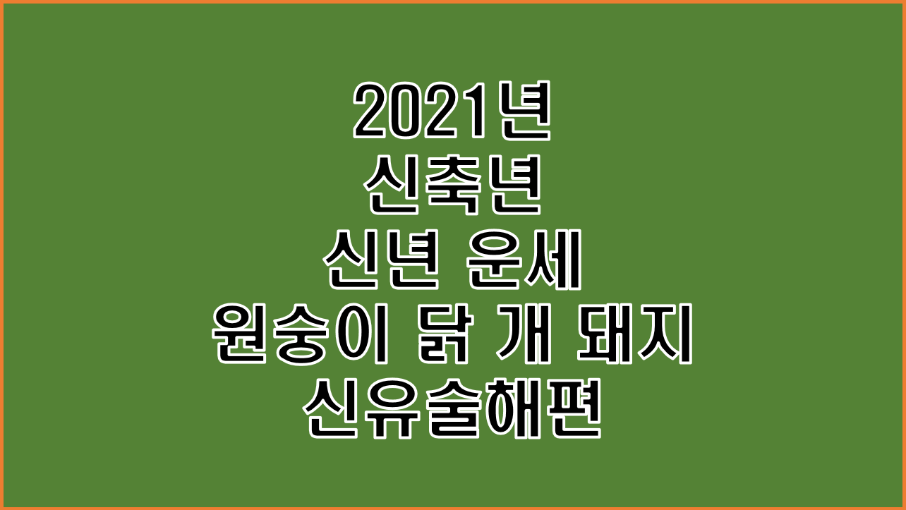  2021년 신축년 신년 운세 사주 원숭이 닭 개 돼지띠 신유술해편