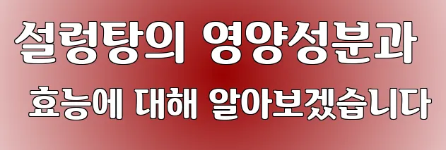 설렁탕의 영양성분과 효능에 대해 알아보겠습니다