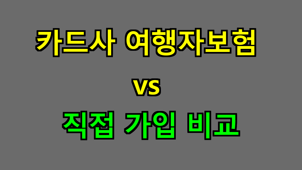 카드사 여행자보험 vs 직접 가입 비교