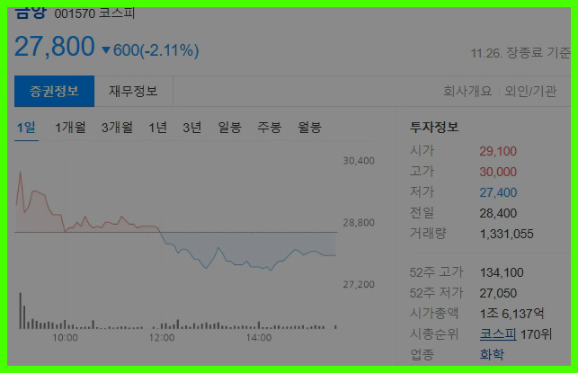 금양 주가 전망