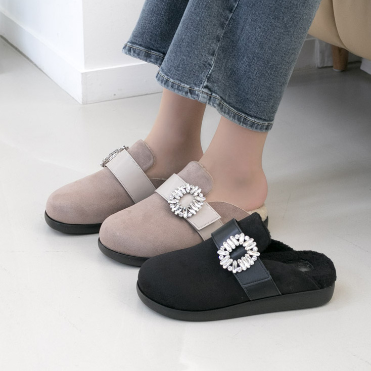  주얼리콤비 안감퍼 4cm 백오픈 슬리퍼