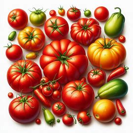 여러 모양, 여러 색깔의 토마토