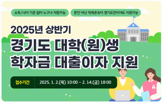 2025년 상반기 경기도 대학생 or 대학원생 학자금 대출이자 지원