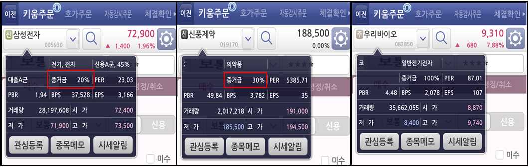 키움증권 증거금 100% 설정 방법