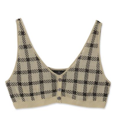 ROKH beige button down bra top