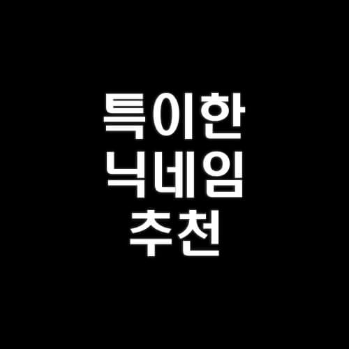 특이한-닉네임-추천-모음-알아보기