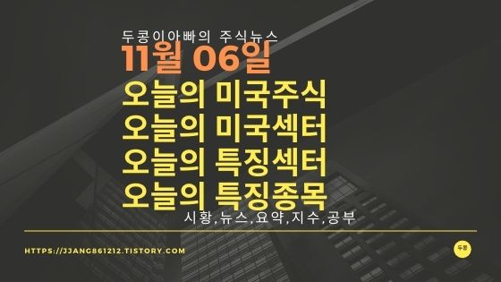  [20년 11월 06일]다우지수와 세계증시와 특징종목