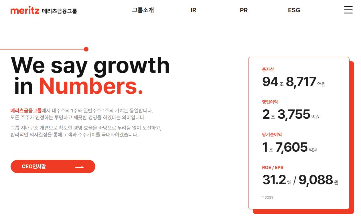  메리츠금융지주 배당금(2023년 배당금)