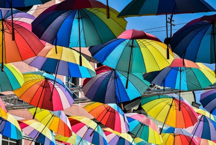 다양한-디자인과-컬러의-우산들