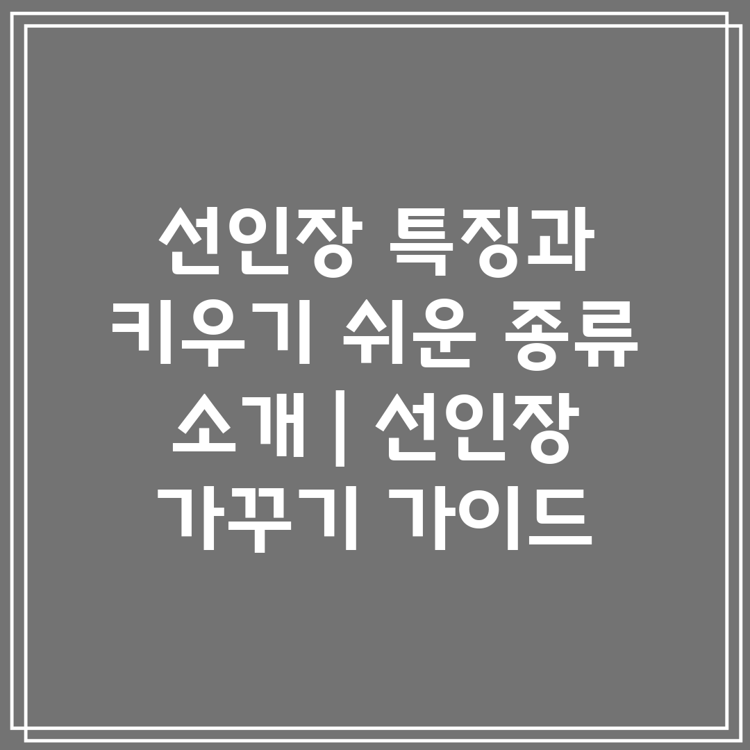 선인장 특징과 키우기 쉬운 종류 소개  선인장 가꾸기 