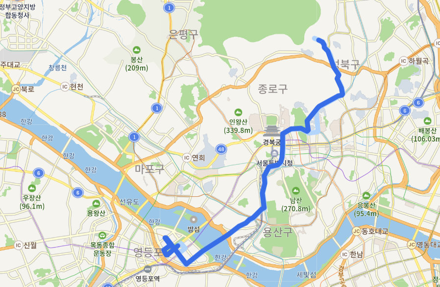  서울 162번 버스 노선, 시간표(정릉동,성신여대,서울대병원, 안국역, 인사동, 서울역, 숙대입구역, 여의도)