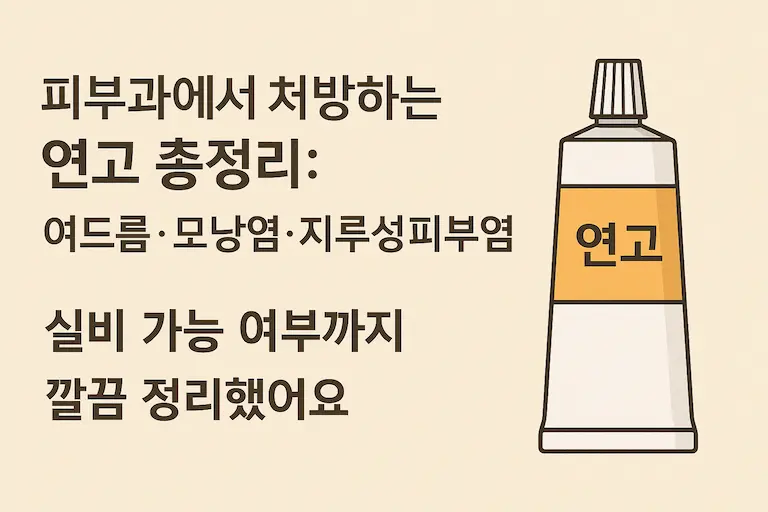 피부과에서 많이 쓰는 여드름·모낭염·지루성피부염 연고! 실비 적용 여부까지 한눈에 정리했어요.
