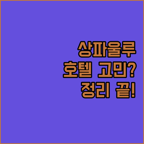 상파울루 호텔 선택 고민 끝! 가성비