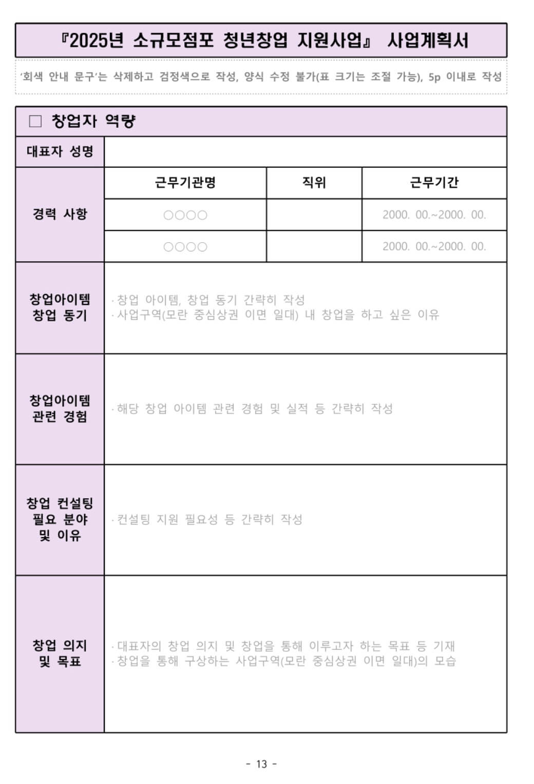 2025소규모점포청년지원사업- 출처:경기청년포털