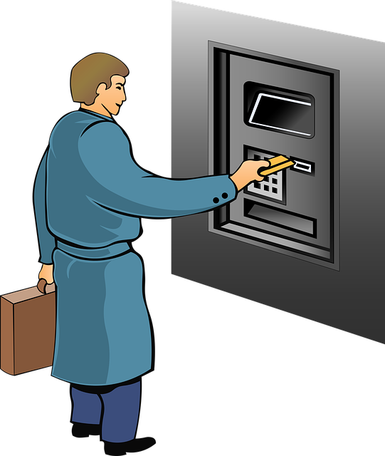 은행 ATM에서 돈 뽑는 남자
