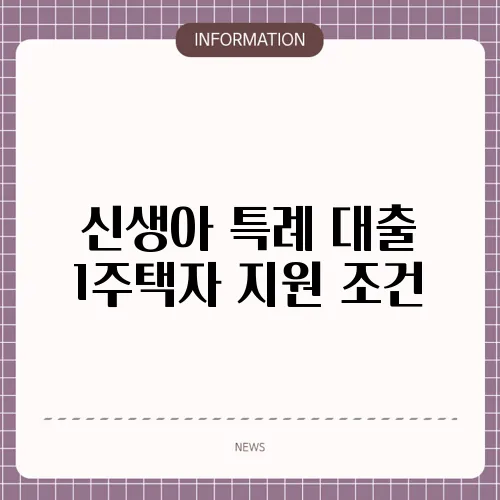 신생아 특례 대출 1주택자 지원 조건