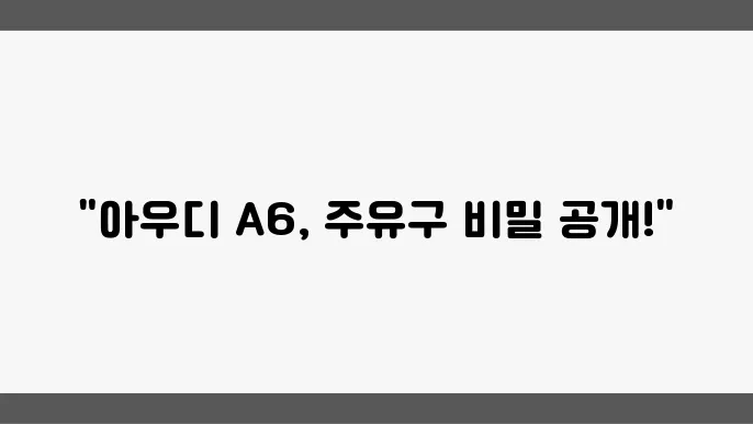 아우디 A6 주유구 안 열림 문제, 고질병 해결 방법