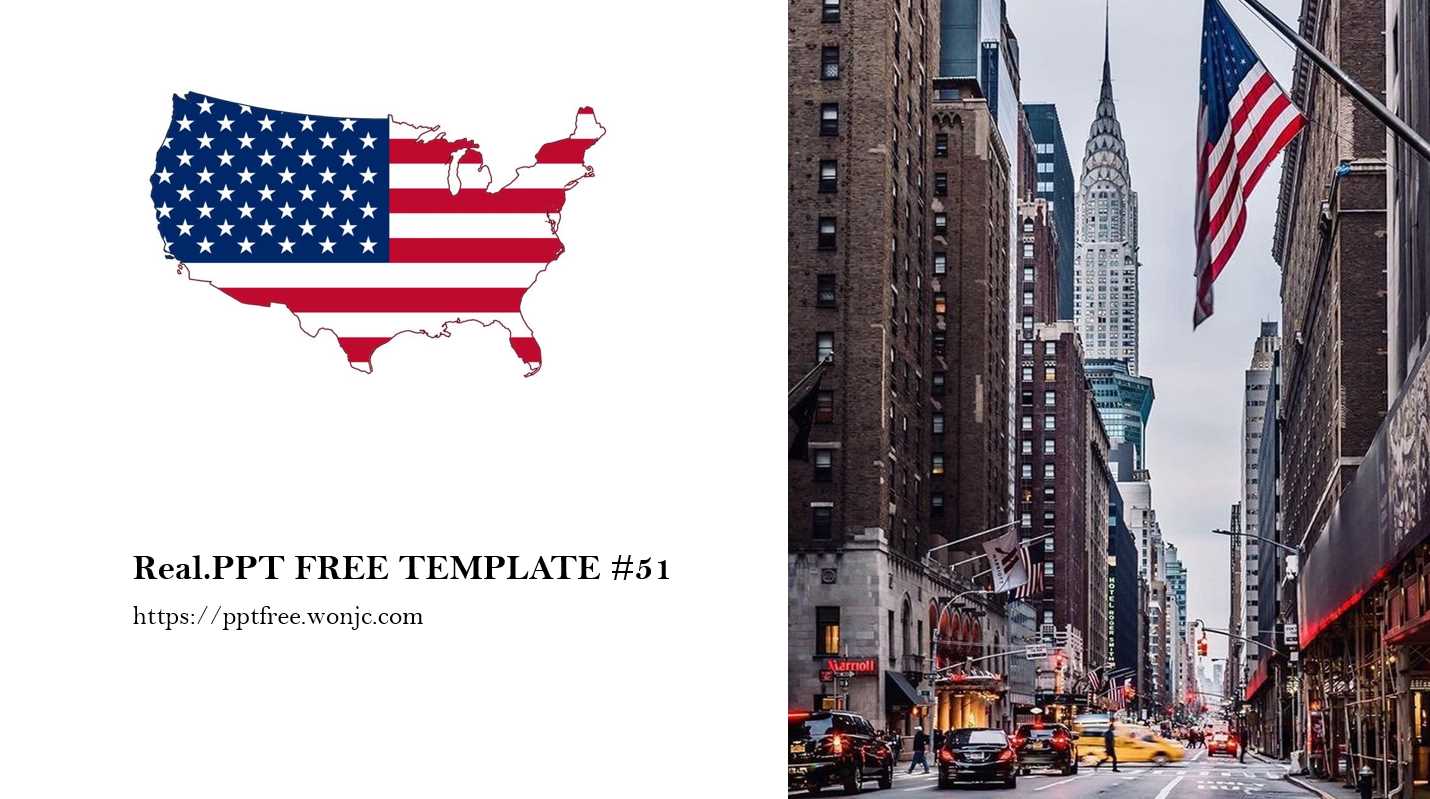 뉴요커 미국여행 무료 PPT 템플릿 051 - 뉴욕여행 스타일