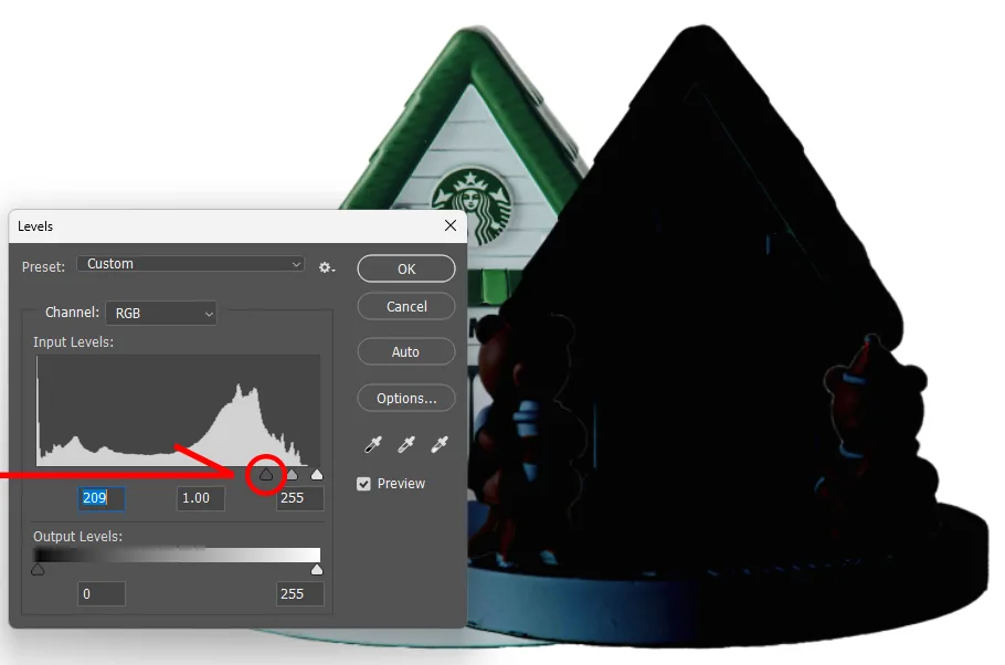 어도비 포토샵에서 레벨을 조절하는 모습