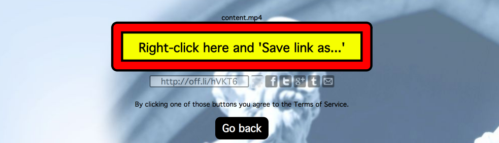 offliberty 사이트에서 네이버 동영상 주소를 붙여넣고 나온 노란색 버튼