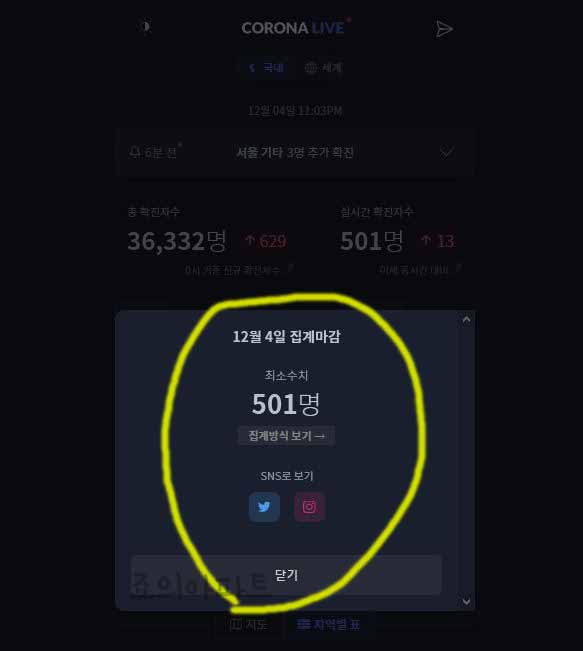  코로나 라이브 실시간 확진자 현황 확인하기