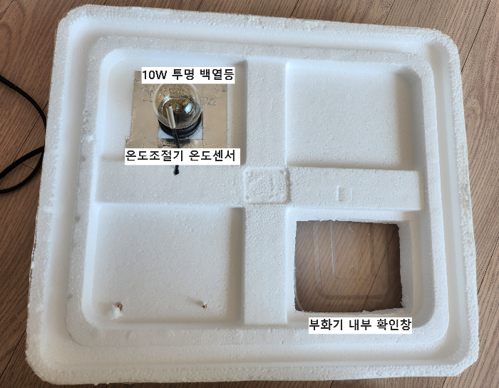 스티로폼 부화기 뚜껑 안쪽 사진