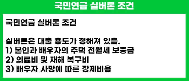 국민연금 실버론 조건