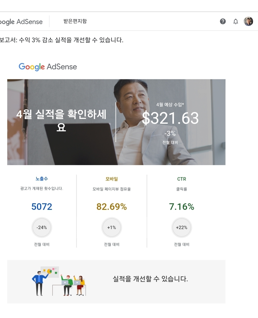  에드센스 수익 4월 보고서