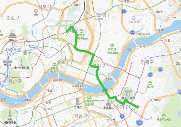  [서울] 3216번 버스 요금, 노선정보 : 잠실역, 어린이대공원역, 세종대, 서울시립대, 고려대역, 청량리역, 경희대