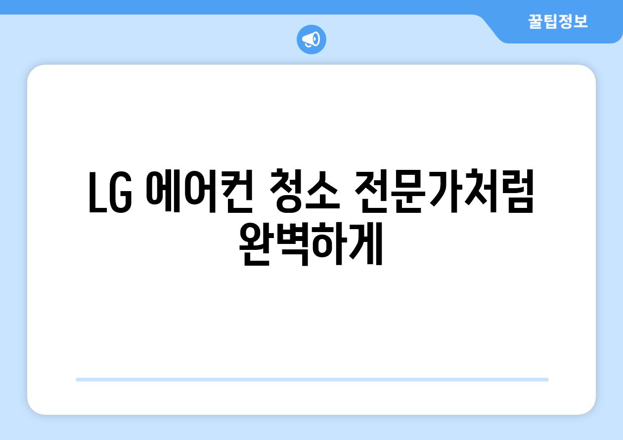 LG 에어컨 청소 전문가처럼 완벽하게