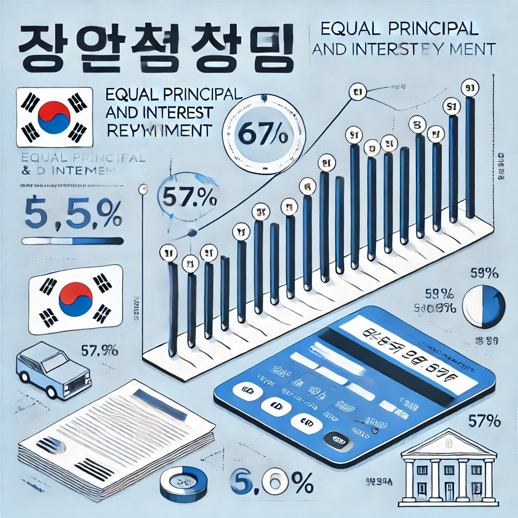 원리금 균등분할상환 방식의 개념을 설명하는 인포그래픽, 균등한 월 납입금 포함