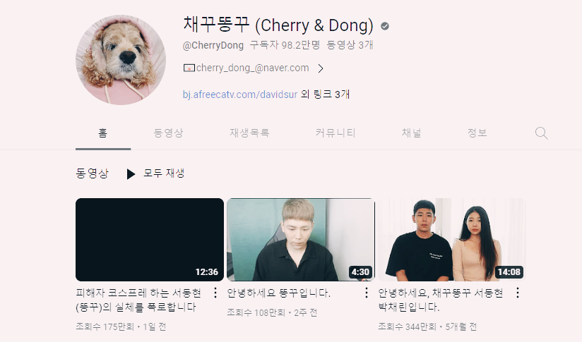  100만 유튜버 채꾸똥꾸 협박 논란 및 박채린 프로필