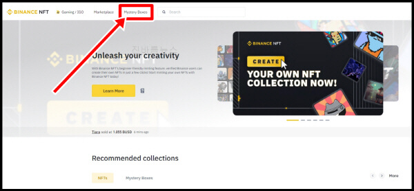 바이낸스-NFT-미스터리박스-탭-선택하기