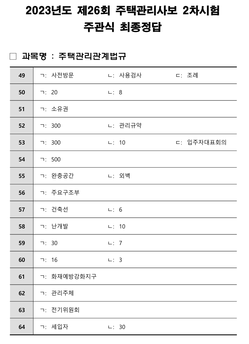 2차시험 주관식 정답