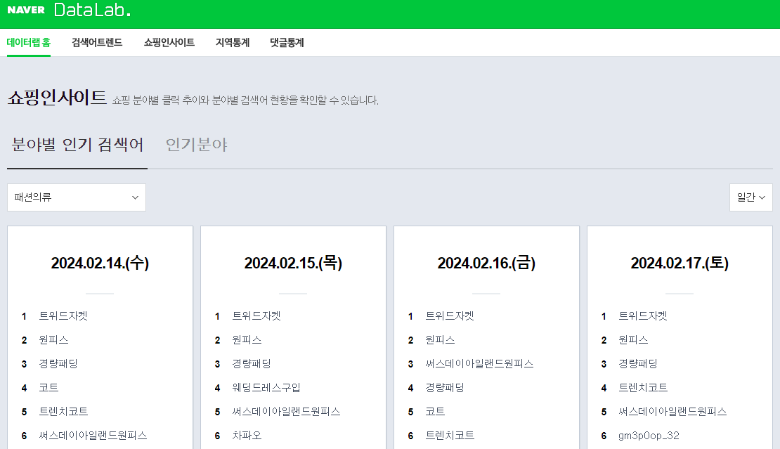 네이버-데이터랩-메인-화면