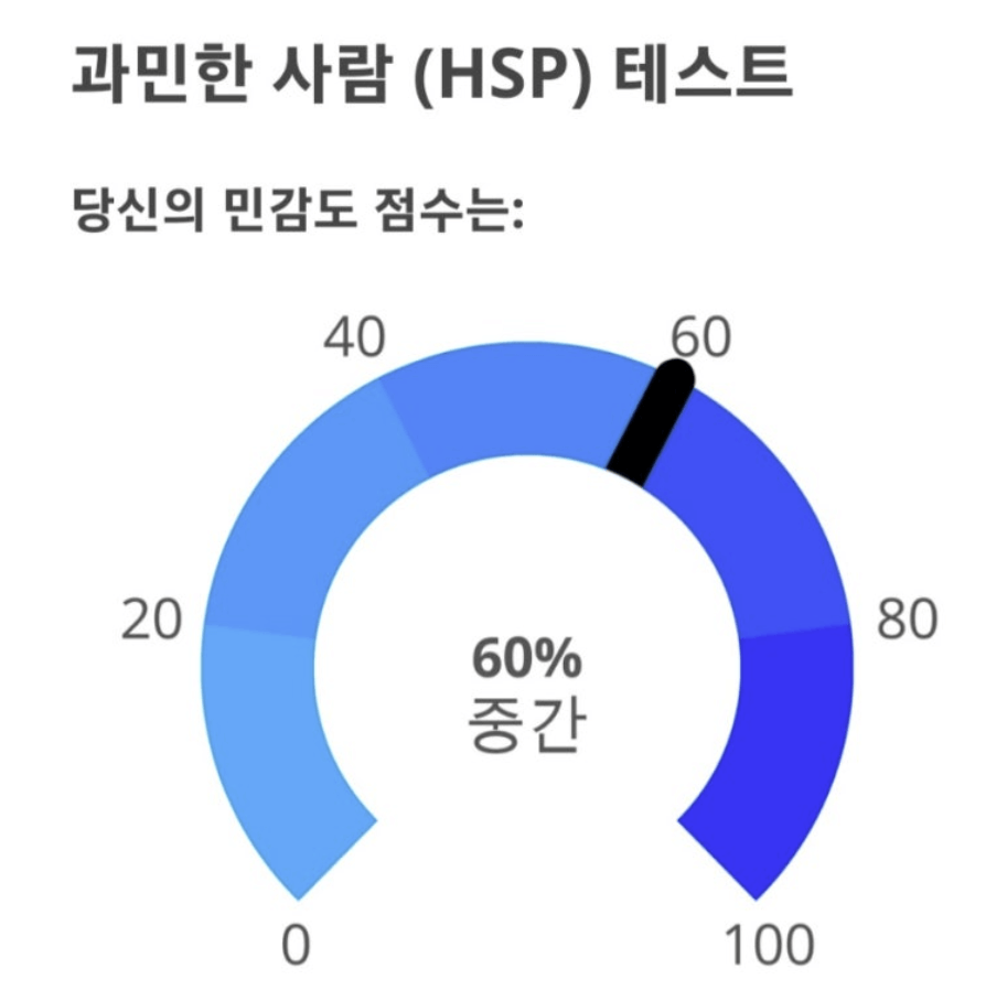 HSP 무료 테스트 평가항목 결과