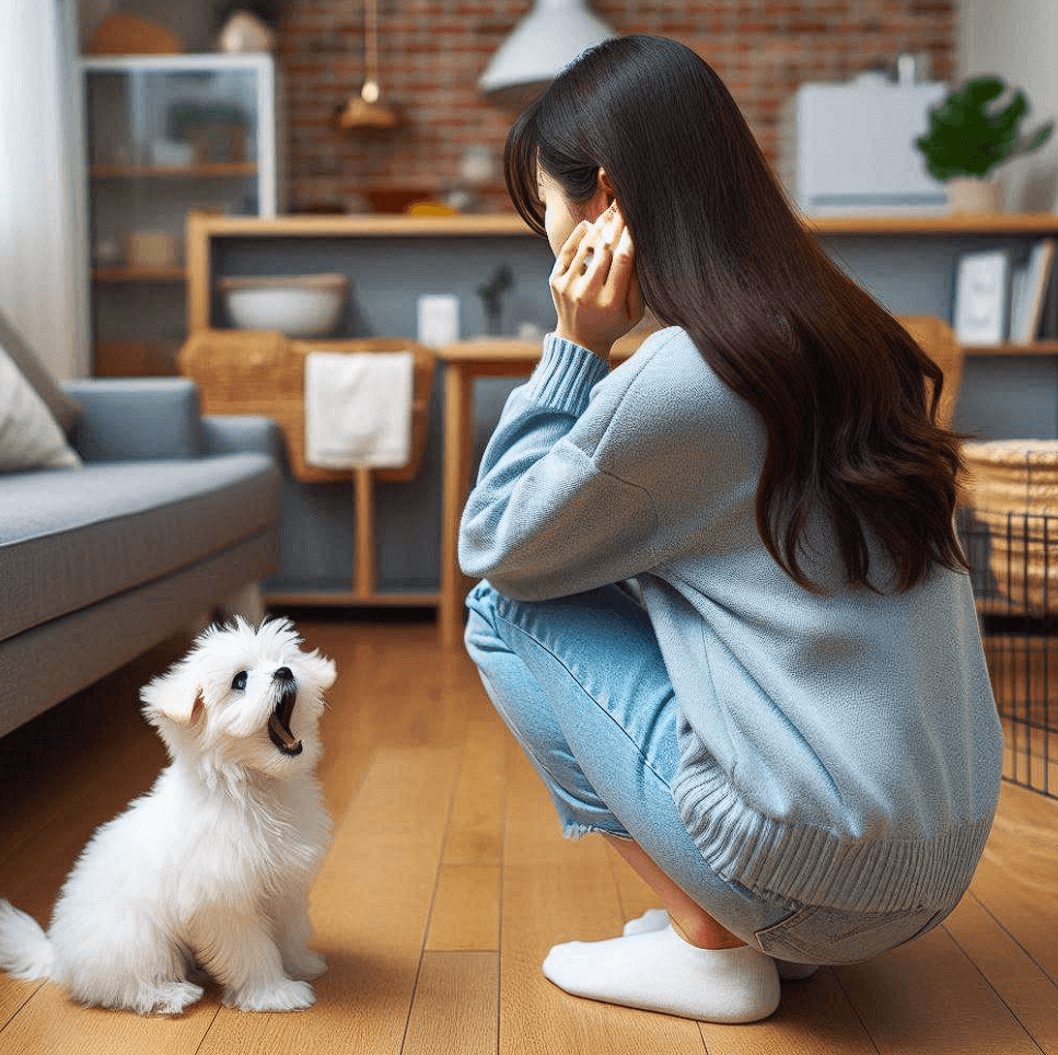 강아지 하울링 무시라는 여자