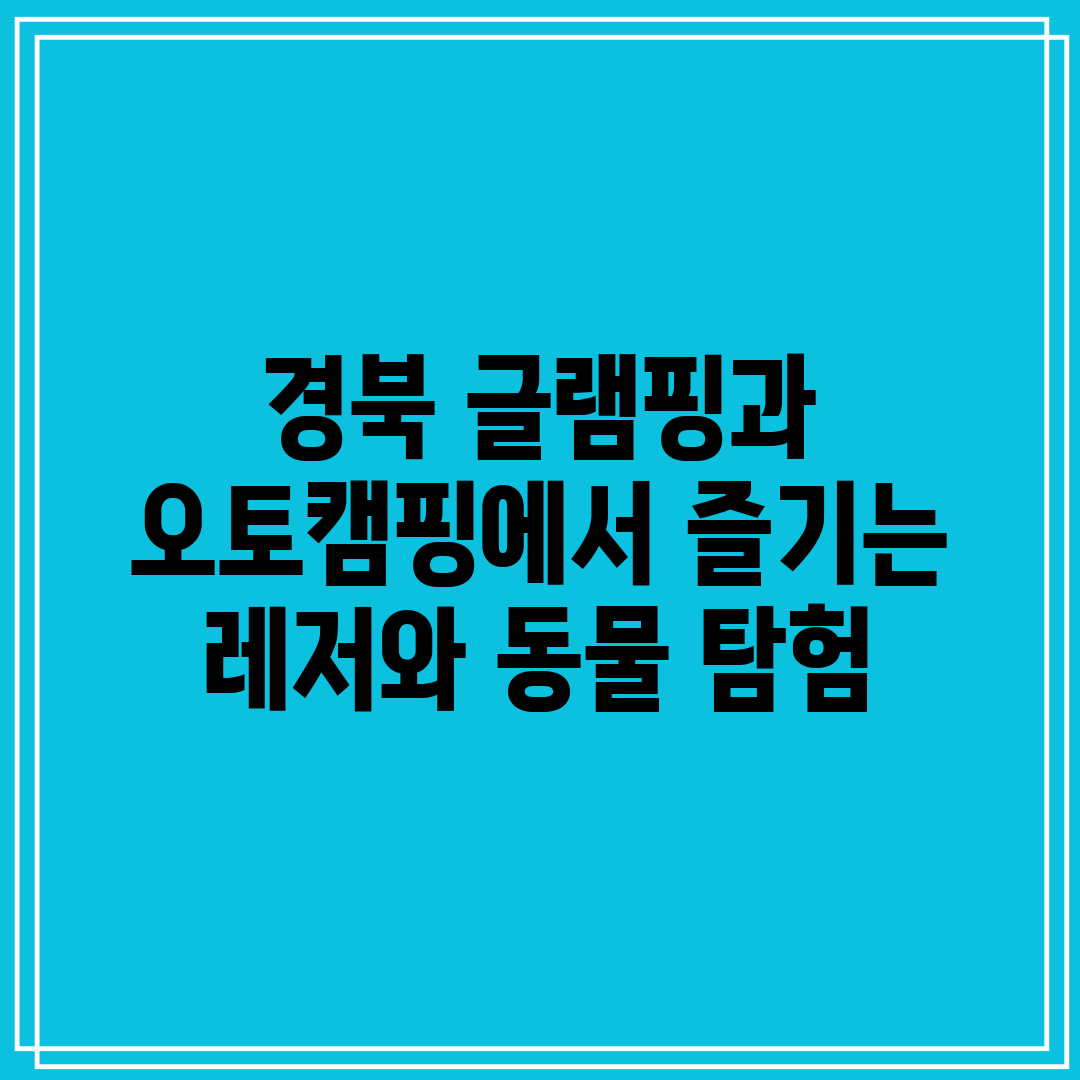 경북 글램핑과 오토캠핑에서 즐기는 레저와 동물 탐험