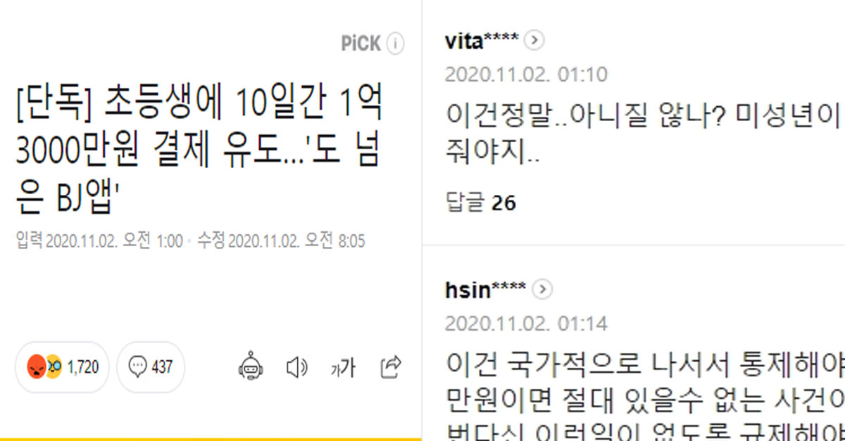  엄마 핸드폰으로 도네 '1억 3000만 원'쏜 11살
