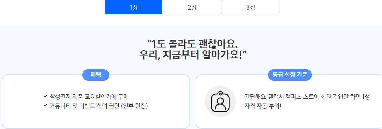 삼성 교육 할인 갤럭시 캠퍼스 스토어 등급