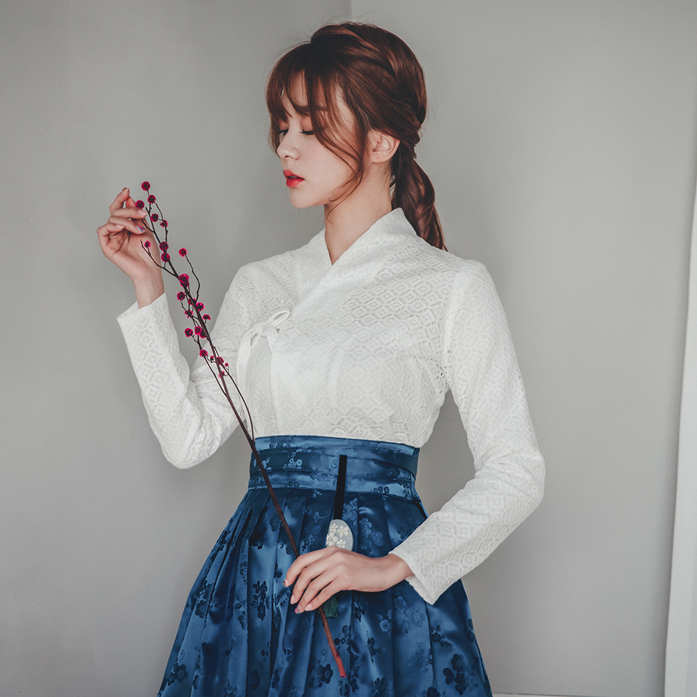 겨울생활한복 장저고리 기품 화이트 수설화