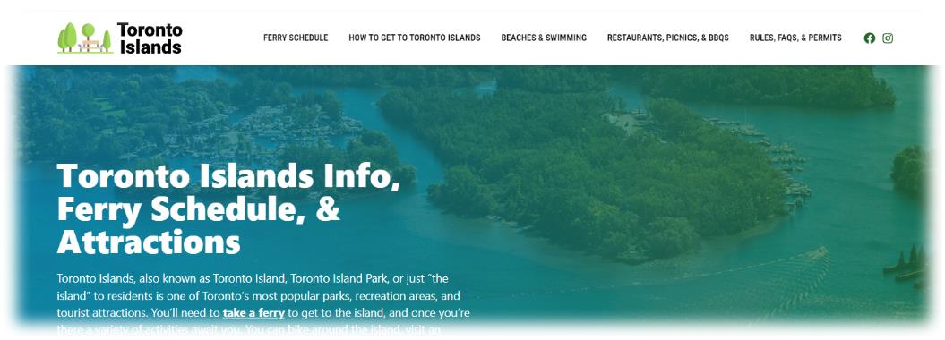 Toronto Islands (토론토 제도) 홈페이지 캐나다 토론토 (Toronto) 여행 명소