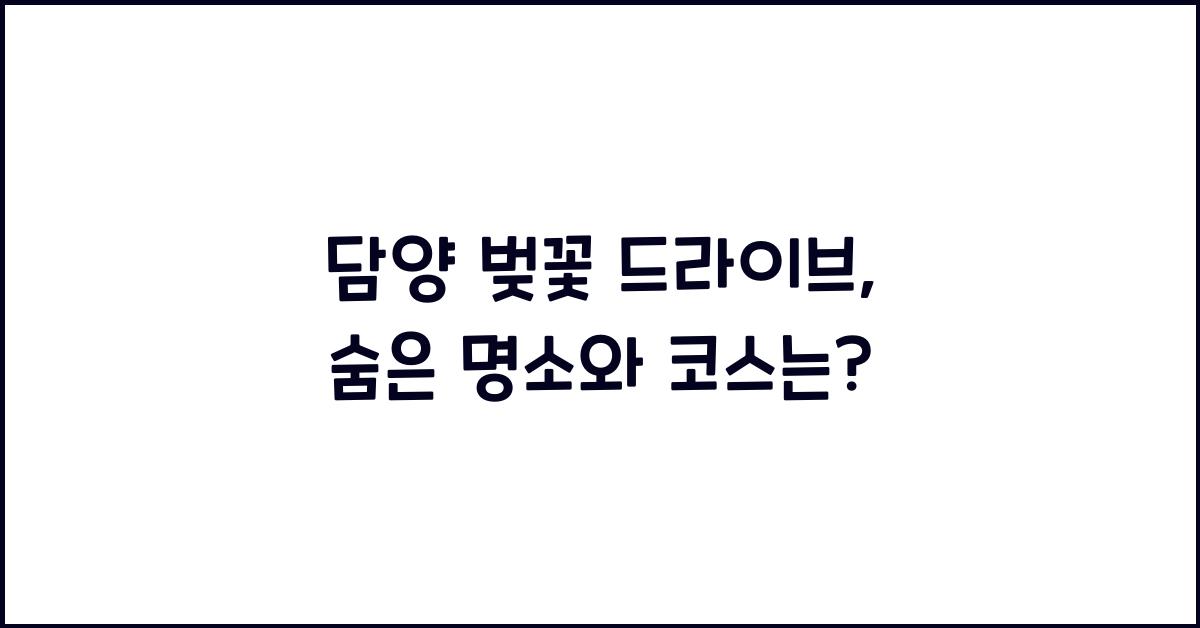 담양 벚꽃 드라이브