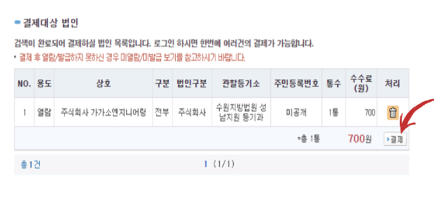 등기부등본 인터넷발급 방법 대법원 인터넷등기소 법인 5