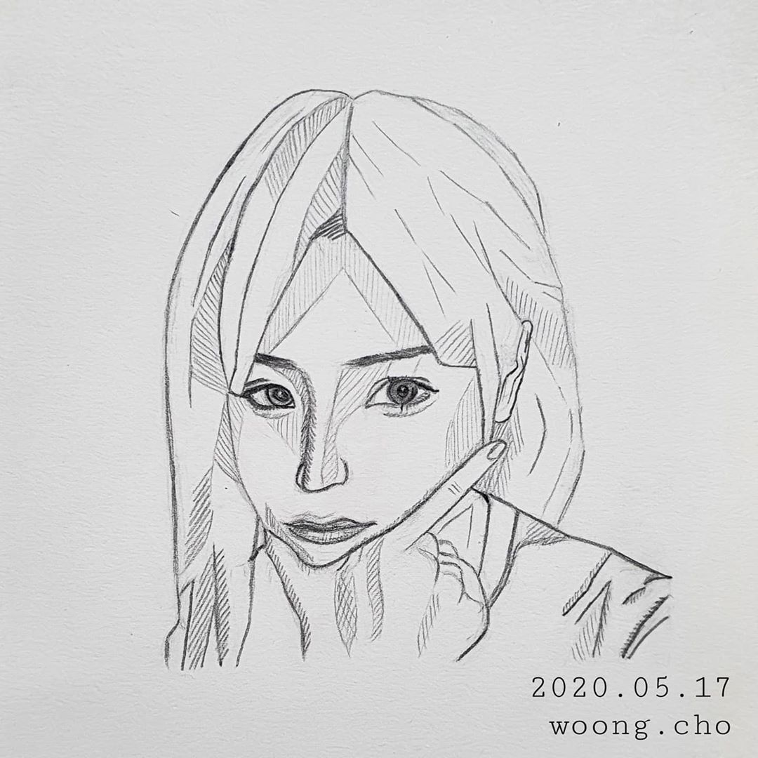  2020.05.17. 여성 여자 얼굴 간소화 스케치 샤프 그림
