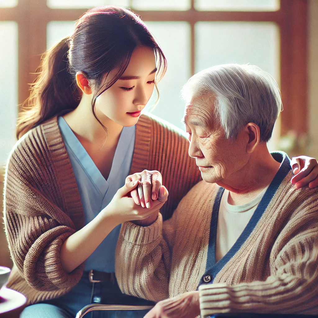 노인과 젊은 여성